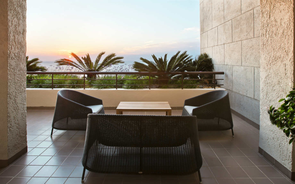 Presidential-Suite-Private-furnished-Balcony-with-amazing-views-to-the-sea-Sheraton-Rhodes-Resort